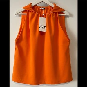 Zara Top , orange, size M, 8 ,new with tags